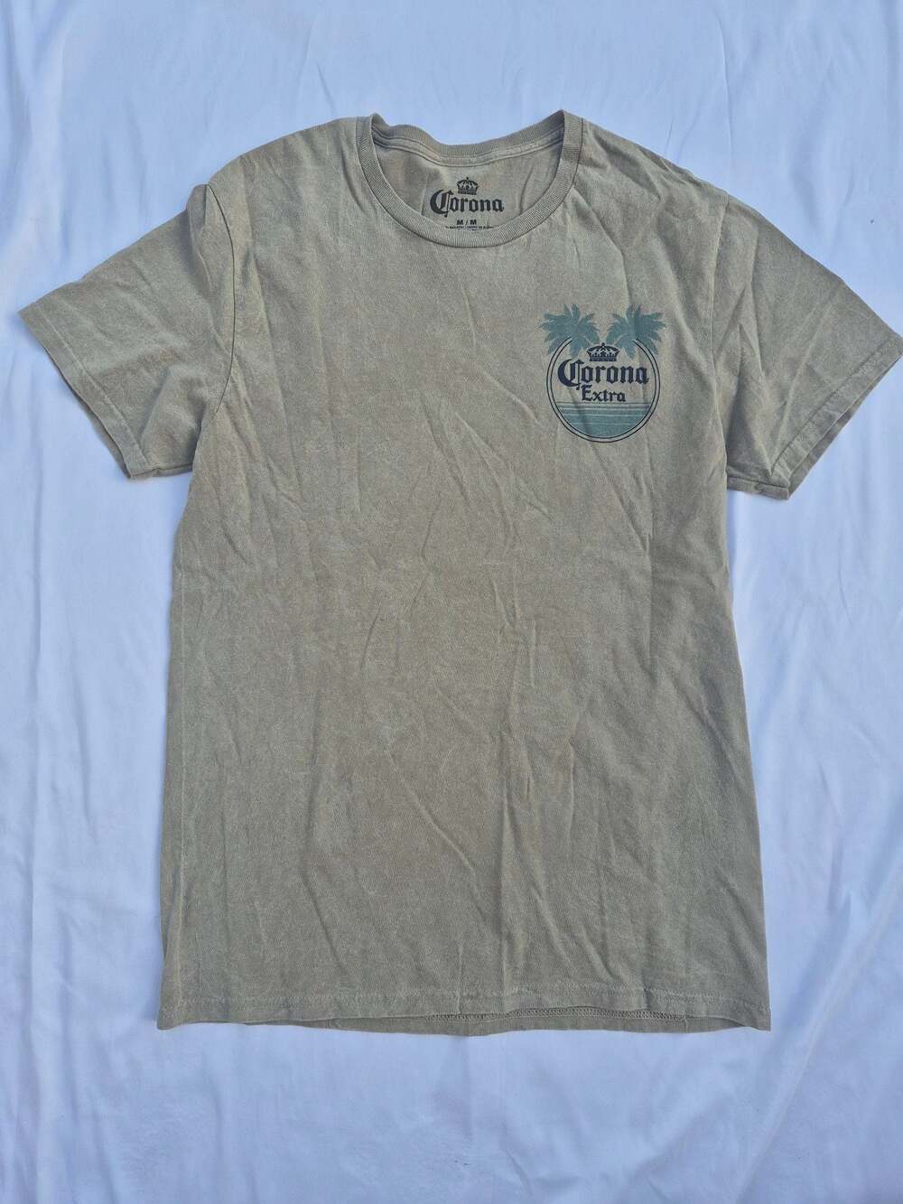 Corona Extra Mineral Wash Palm Tree Logo Graphic T-Shirt